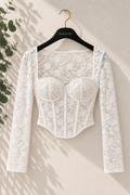 CORSET ENCAJE FLORAL MANGA LARGA