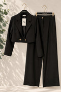 BLAZER CROPPED + PANTALÓN PALAZZO
