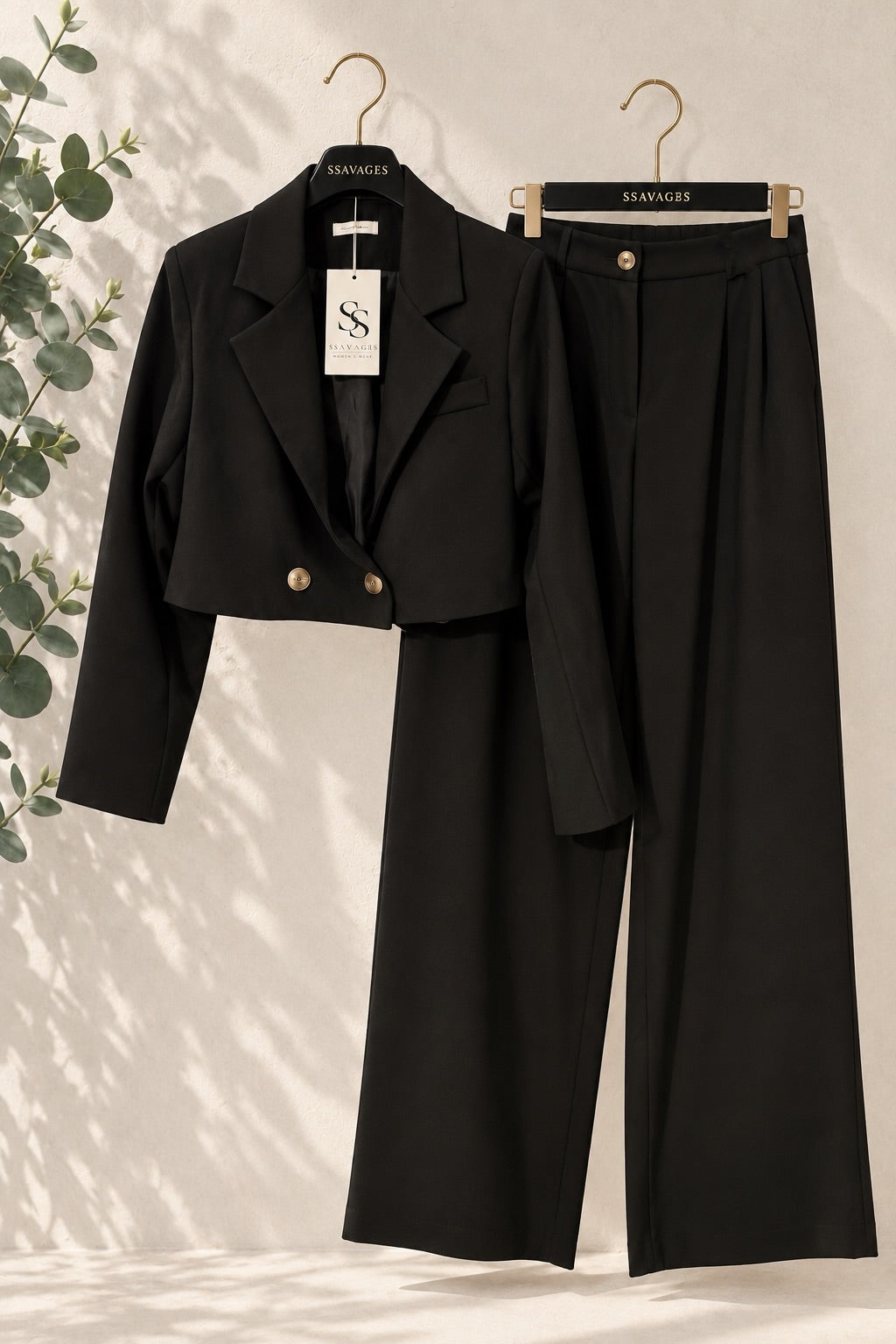 BLAZER CROPPED + PANTALÓN PALAZZO